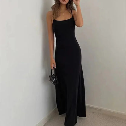 LB | Kobieta Wiosna Lato Styl Sukienka Bodycon Sexy Bez rękawów Dzielona Płaszcz
