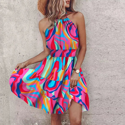 LB | Bohemian V-Neck Midi Dress Kolorowy