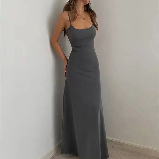 LB | Kobieta Wiosna Lato Styl Sukienka Bodycon Sexy Bez rękawów Dzielona Płaszcz