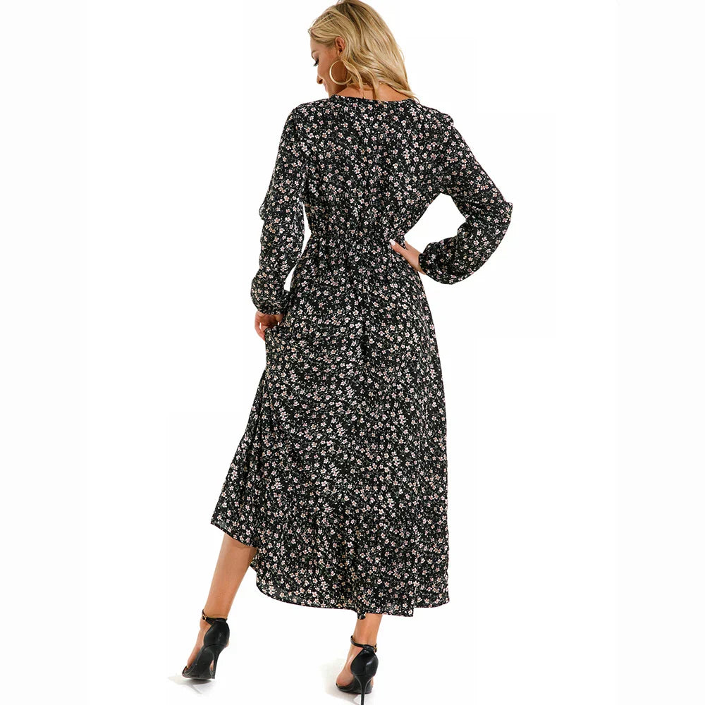 LB | Delikatna sukienka maxi w kwiaty