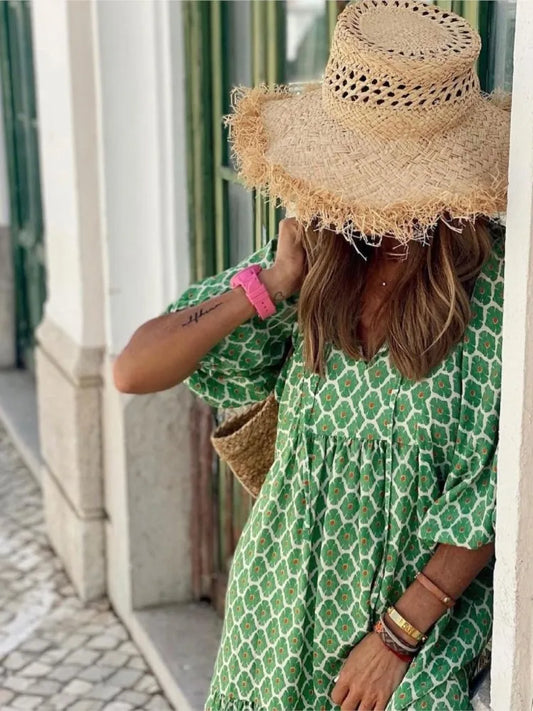 LB | Boho maxi sukienka z kwiatowym nadrukiem dla kobiet