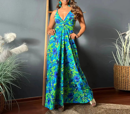 LB - Boho chic sukienka maxi z odkrytymi ramionami