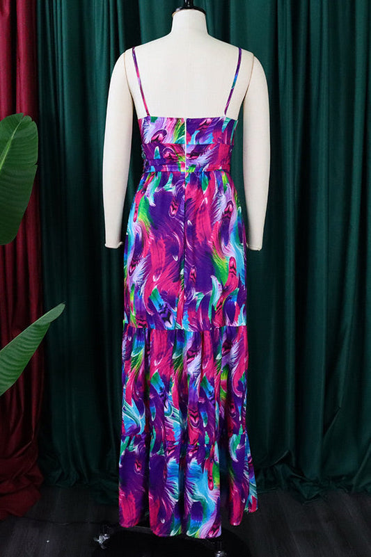 LB | Sexy Print Cut Out Sleeveless Maxi Dress