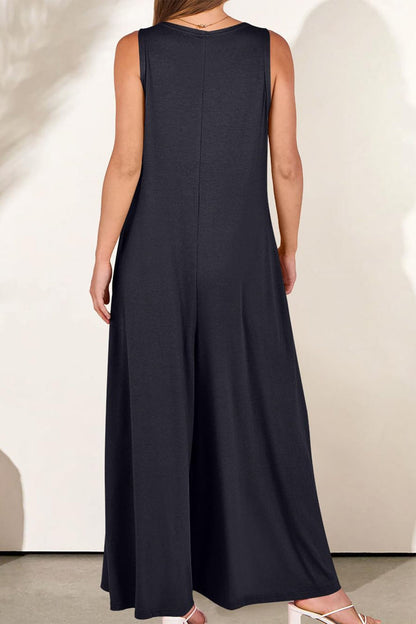 LB | Solidne kombinezony z szerokimi nogawkami i kieszeniami V-neck