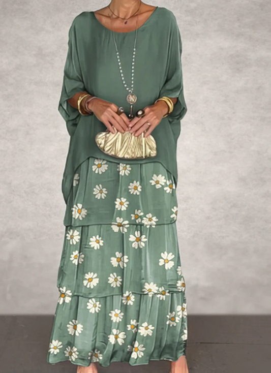 LB | Delikatna sukienka maxi w stokrotki