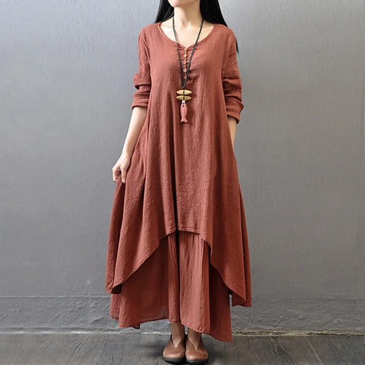 LB | 2024 Elegancka warstwowa sukienka maxi w stylu boho