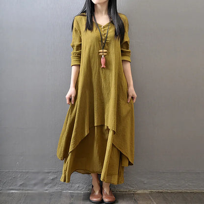 LB | 2024 Elegancka warstwowa sukienka maxi w stylu boho