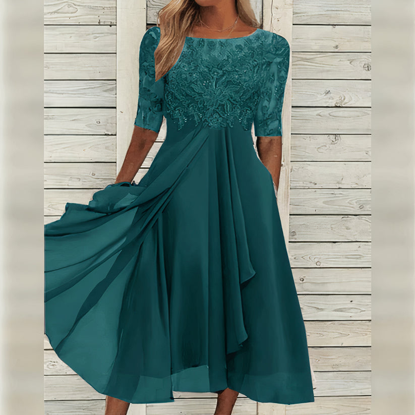 LB | Elegancka koronkowa sukienka midi