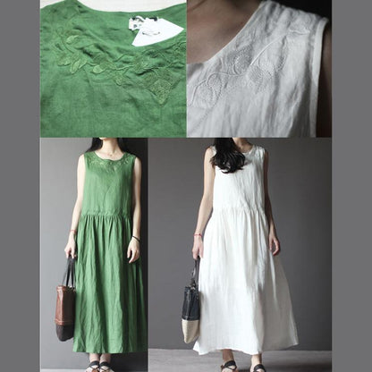 LB | Tee Green Retro Lniana Sukienka Słoneczna Plus Size Letnia Sukienka Maxi