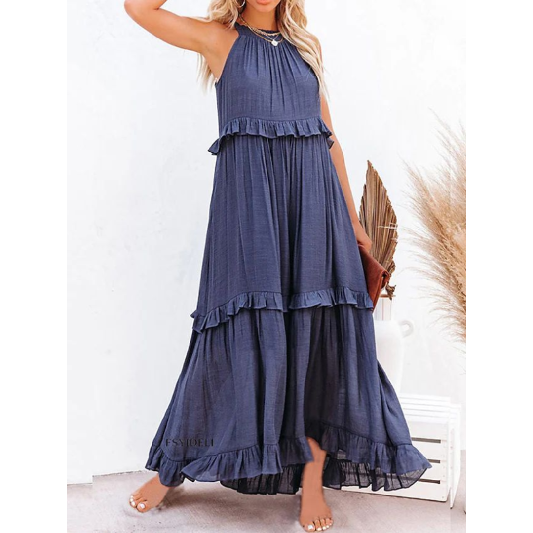 LB | Letnia sukienka maxi z odkrytymi ramionami | Maxi