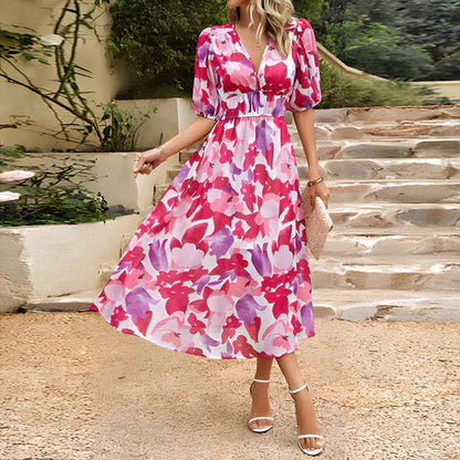 LB | Vintage Glam Lantern Sleeve Midi Dress