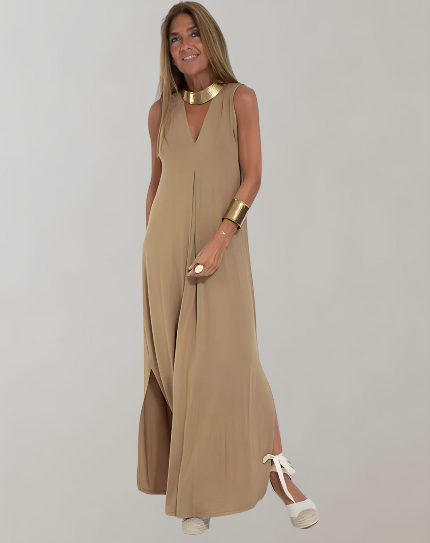 LB | Sukienka maxi z dekoltem w szpic dla letniej elegancji
