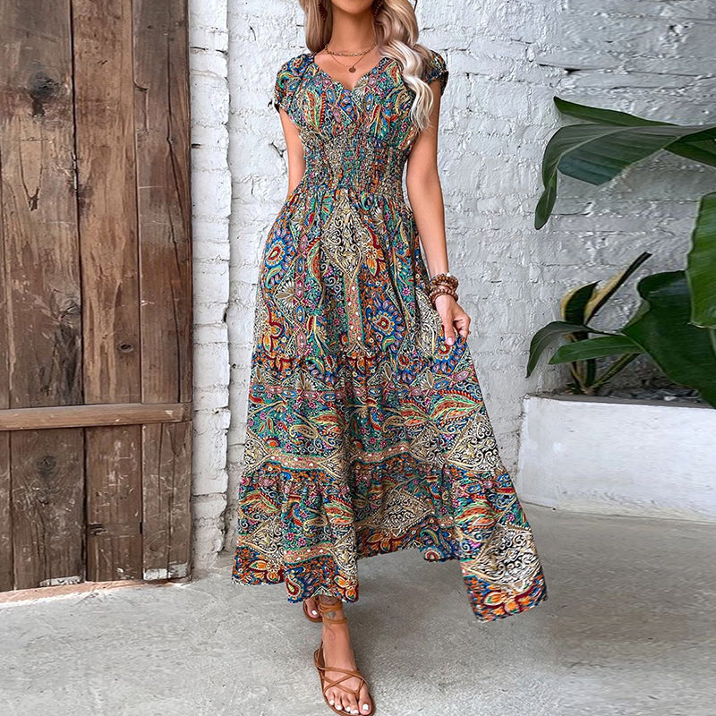 LB | Damska sukienka maxi w stylu boho | Ponadczasowa elegancja | Płynny krój | Nostalgiczne detale