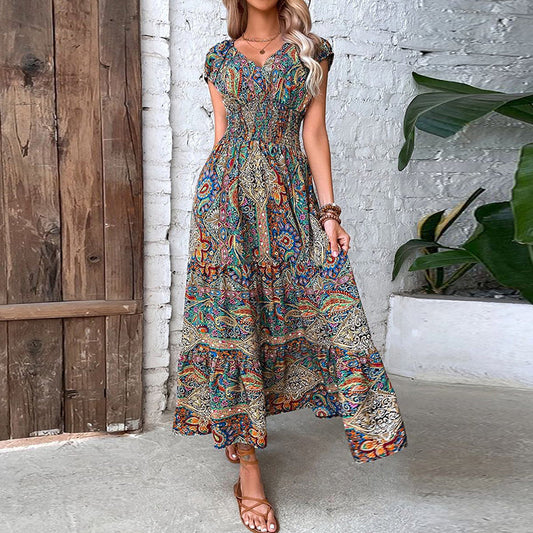 LB | Damska sukienka maxi w stylu boho | Ponadczasowa elegancja | Płynny krój | Nostalgiczne detale