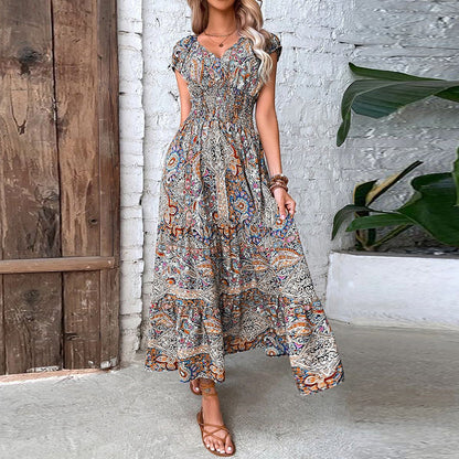 LB | Damska sukienka maxi w stylu boho | Ponadczasowa elegancja | Płynny krój | Nostalgiczne detale
