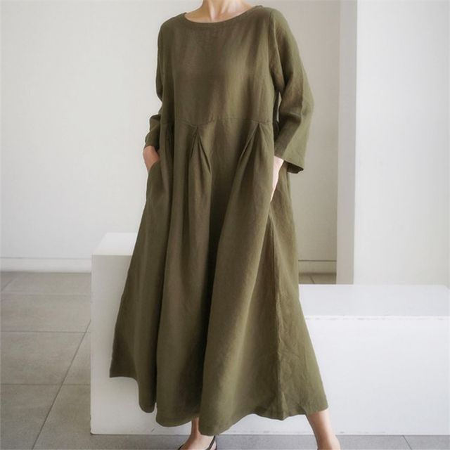 LB | jednokolorowa sukienka maxi smock AO609