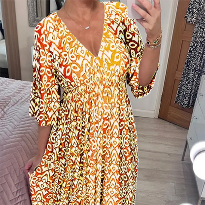 LB | Letnia sukienka maxi z dekoltem w szpic