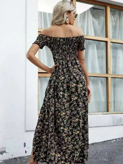 LB | Pełnowymiarowa sukienka midi z rozcięciem na ramieniu w kwiaty Plus Size