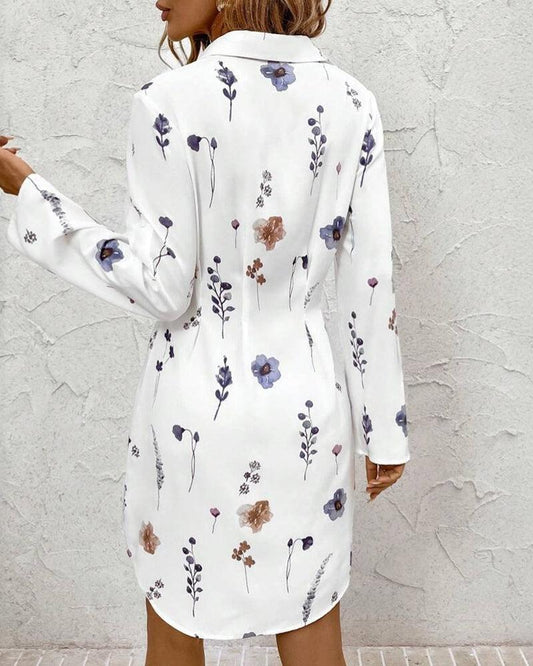 LB | Basic V-neck sukienka mini z długim rękawem