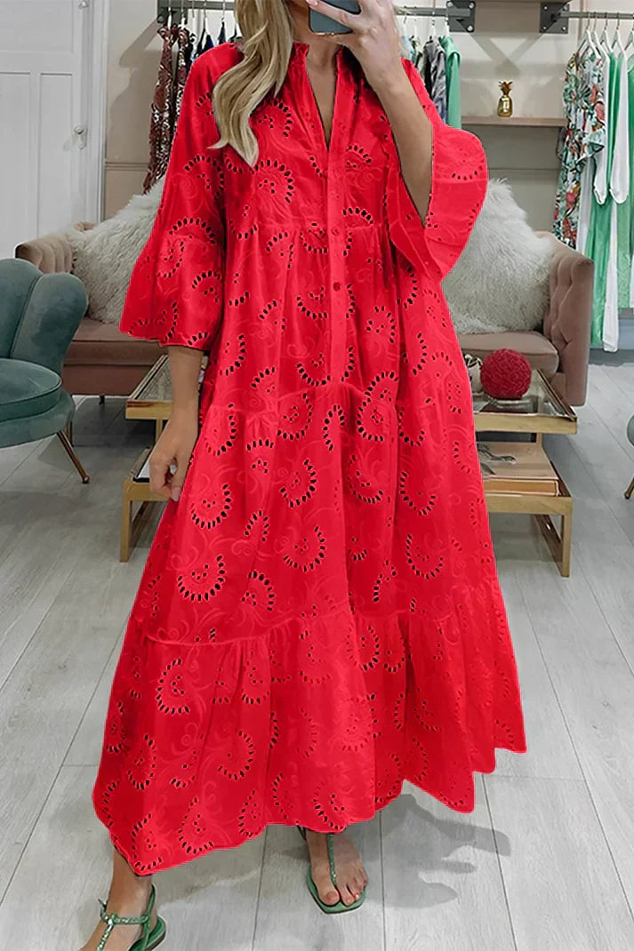 AS | Elegancka sukienka z haftowanymi oczkami