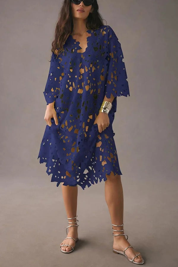 LB | I Belong Here Floral Eyelet Lace Cover Up Beach Midi Dress