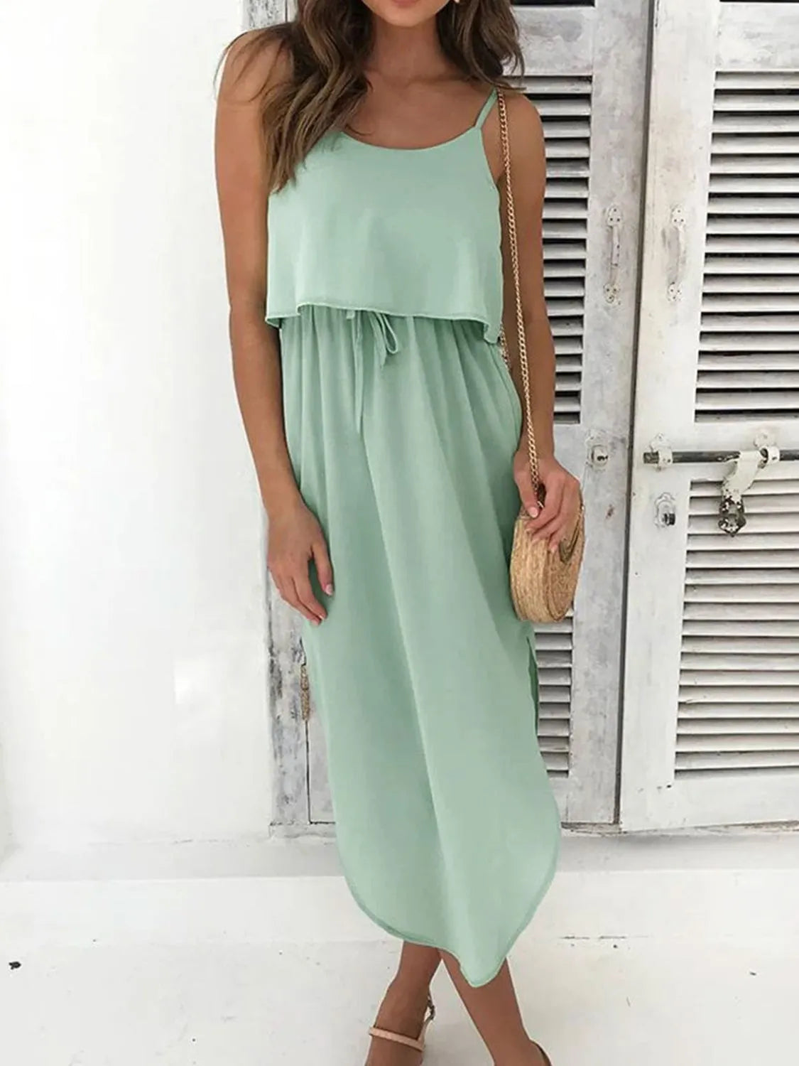 LB | Bound sukienka midi cami z rozcięciem z boku