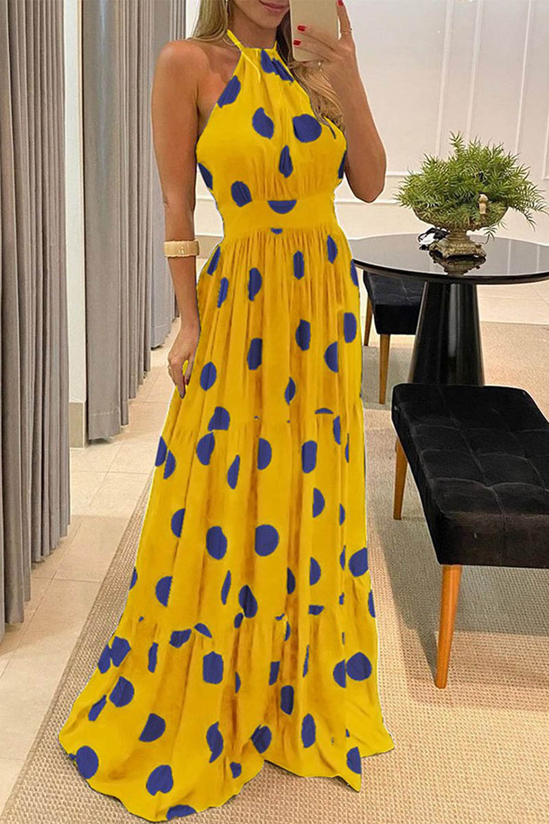 LB | Sexy Dot Print Halter Maxi Dress