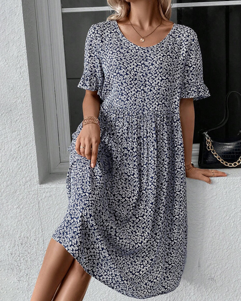 LB | Floral Flutter Midi Dress