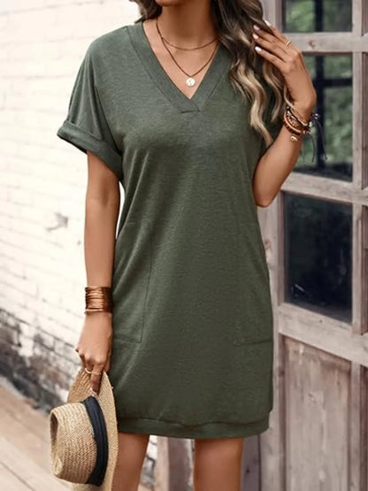 LB | Koszulka mini z krótkim rękawem V-neck