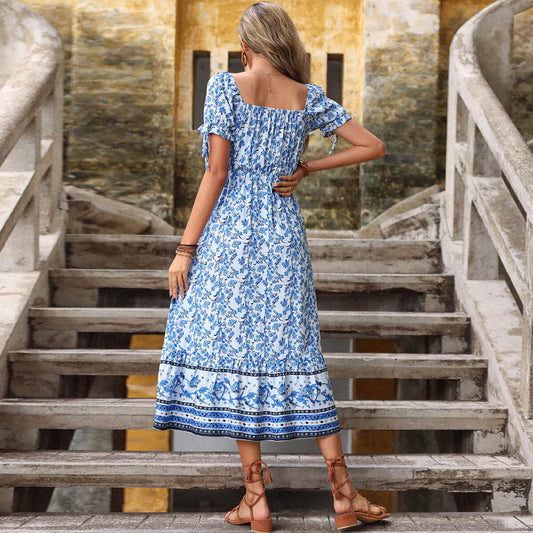 LB | Alisa maxi sukienka nadruk porcelana