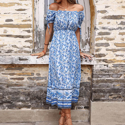 LB | Alisa maxi sukienka nadruk porcelana