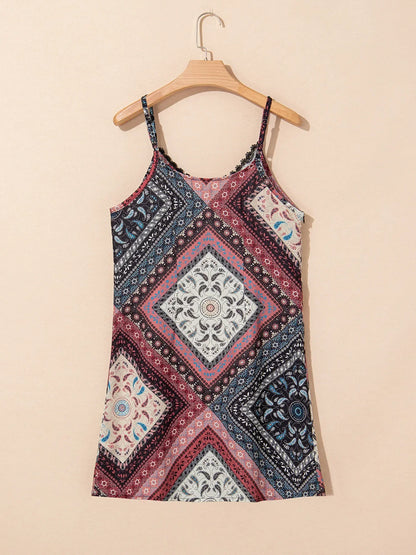 LB | Geometryczna sukienka mini we wzór paisley