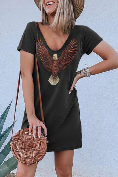 LB | Casual Basic Print Czarna sukienka mini (3 kolory)