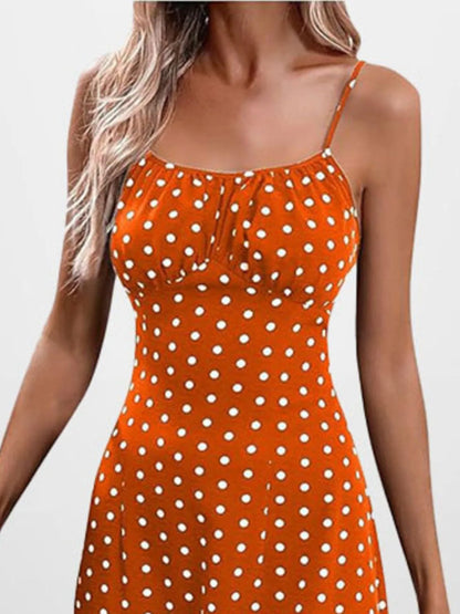 LB | Full Size Slit Printed Cami Midi Dress Plus Size
