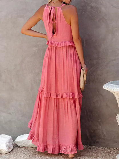 LB | Halter Ruffle Maxi Dress