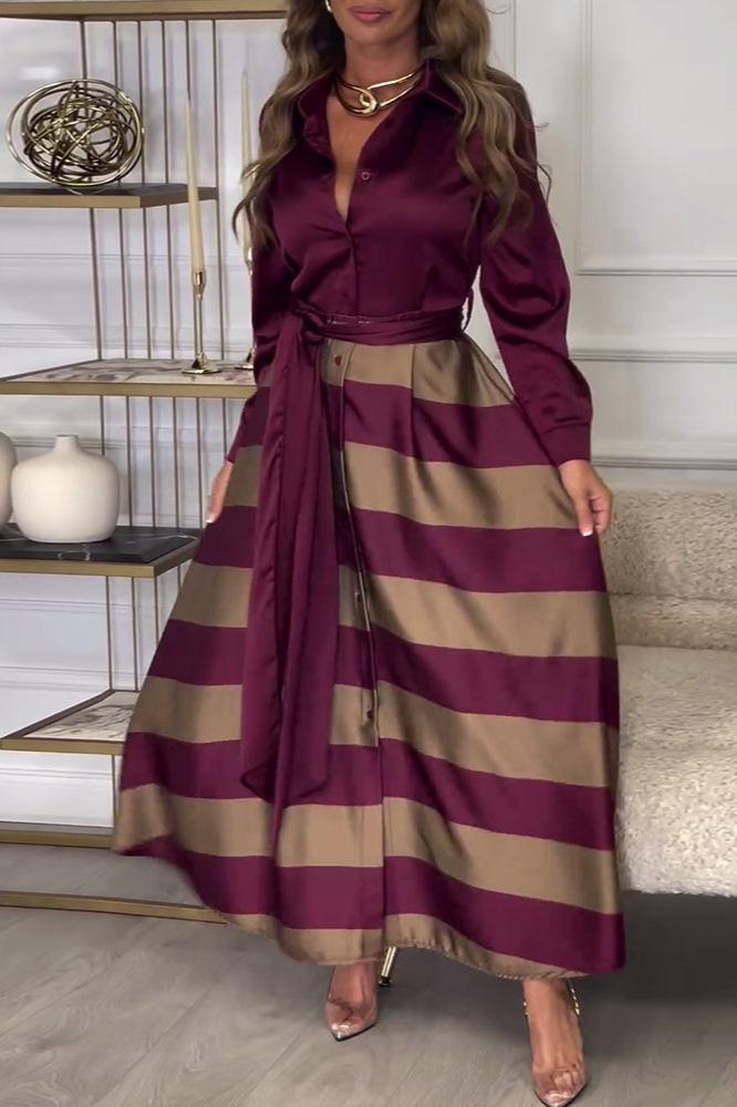 LB | Sukienka maxi w paski o eleganckim wyglądzie