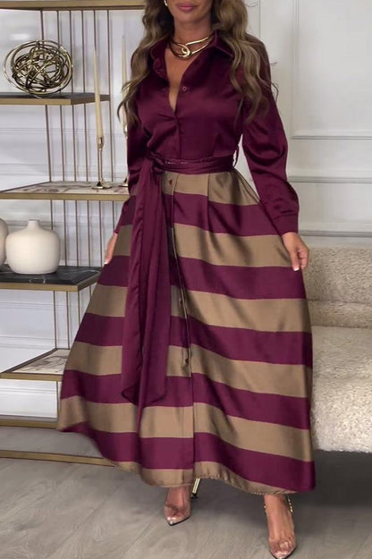 LB | Sukienka maxi w paski o eleganckim wyglądzie