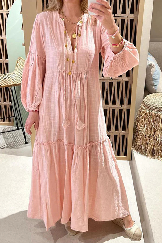 LB | Take Me To Cabo Ethnic Unique Print Button Loose Shirt Midi Dress