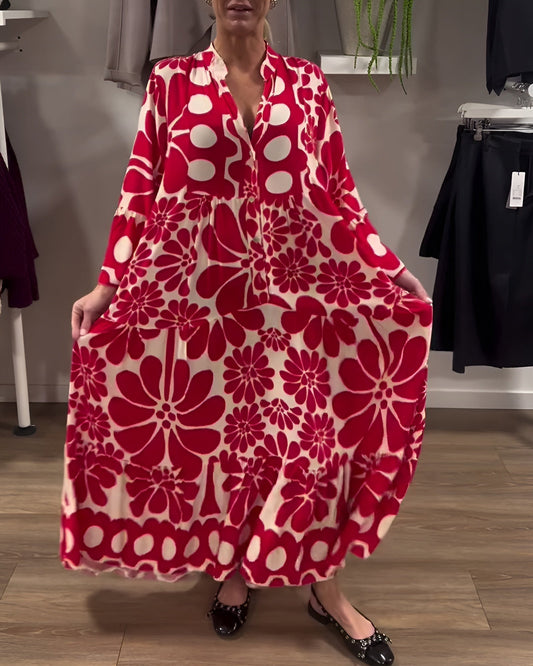 LB | Elegancka sukienka maxi z nadrukiem