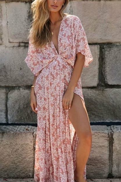 LB | Bohemian Print Split High Waist Maxi Dress