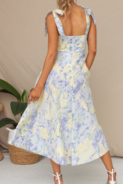 LB | Sukienka midi bandeau z nadrukiem w kwiaty