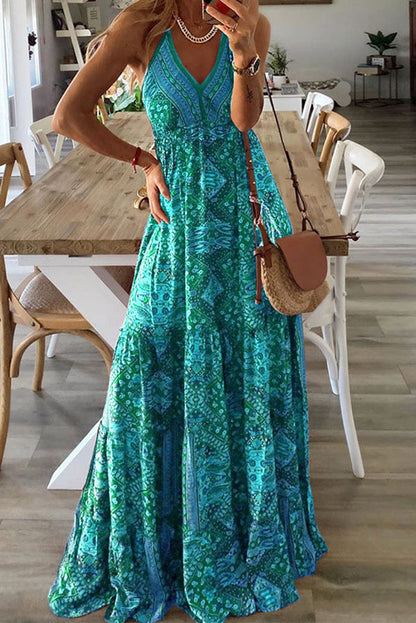 LB | Bohemian sukienka maxi z nadrukiem