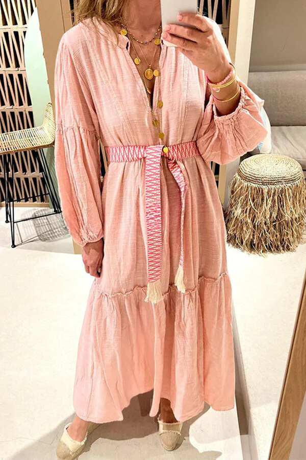 LB | Take Me To Cabo Ethnic Unique Print Button Loose Shirt Midi Dress