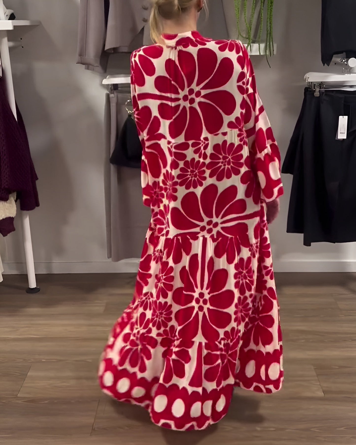 LB | Elegancka sukienka maxi z nadrukiem