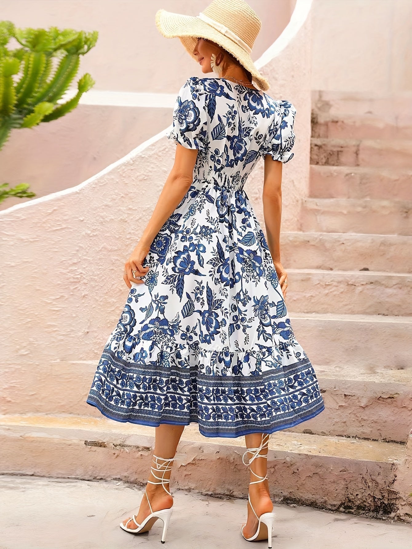 LB | Sukienka midi Blue Blossom