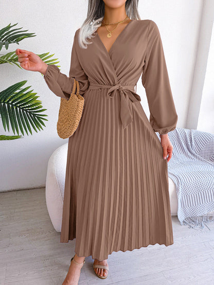 LB | Moda Elegancka plisowana sukienka maxi