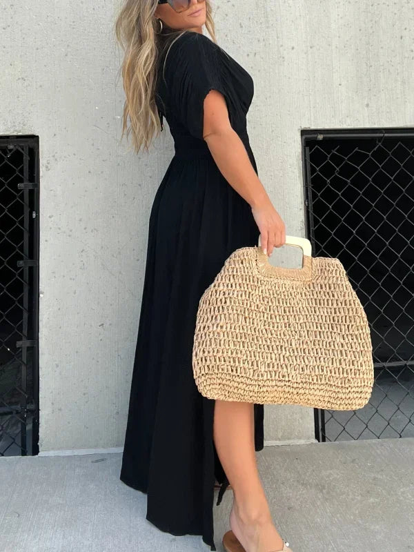 LB | V-neck z rozcięciem długa sukienka maxi