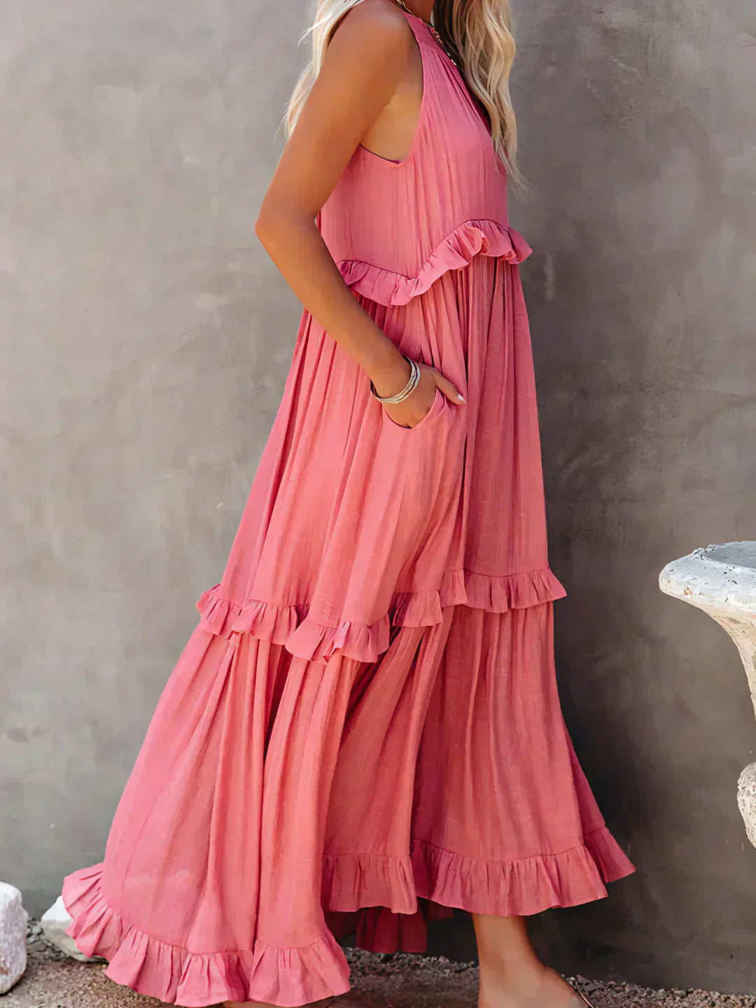 LB | Halter Ruffle Maxi Dress