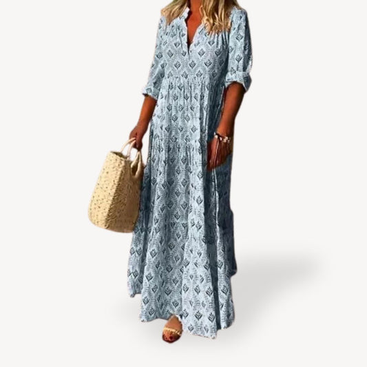 LB | Ladies Print V-Neck Maxi Dress