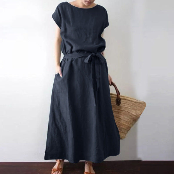 LB | Bohème Stylowa sukienka maxi z paskiem